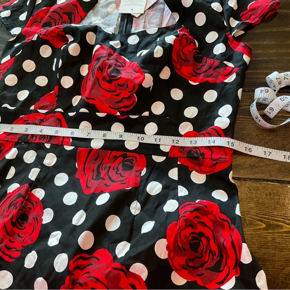 Grace Karin Black and Red Floral Polka Dot Midi Dress - Picture 8 of 9